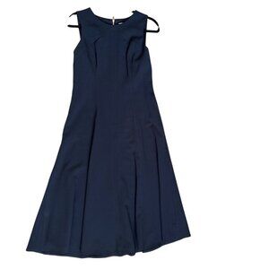 Eliza J Navy Sleeveless Fit & Flare Dress With Gold Back Zipper Womens Size 10